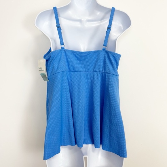 Swim Solutions Tankini Top Womens 16 Blue Textured Bust Support Underwire - Picture 2 of 9